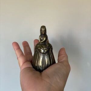 Victorian Lady Shaped Bell, Vintage Brass Dining Bell, Antique Table Bell